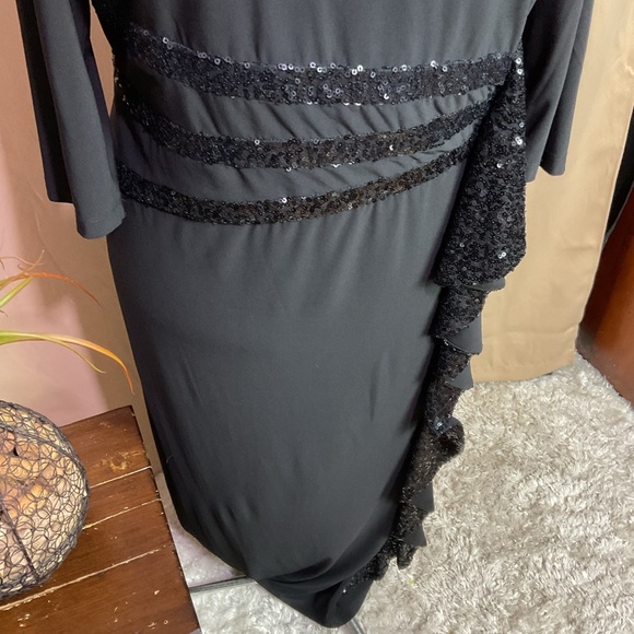 R&M Richards Black 3/4” Sleeve Sequin Dress - Picture 4 of 14